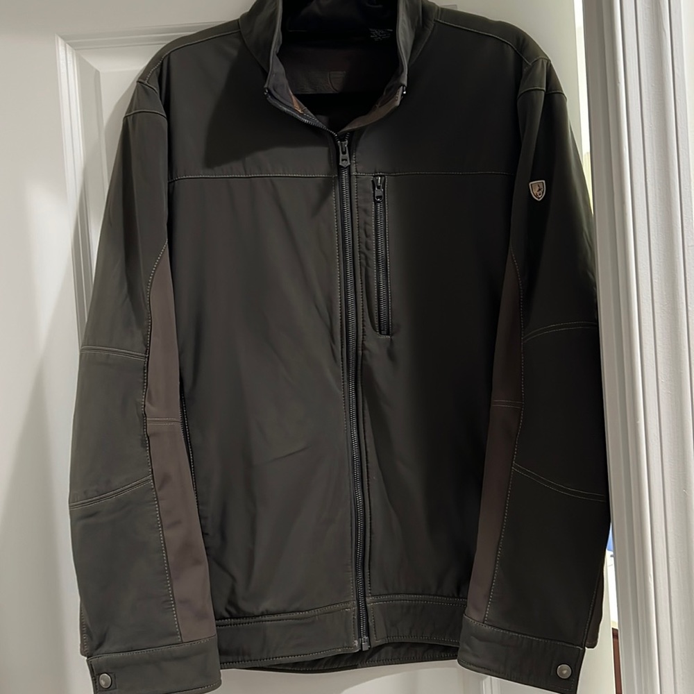 Men’s KUHL jacket dark brown/olive. Slight wear.